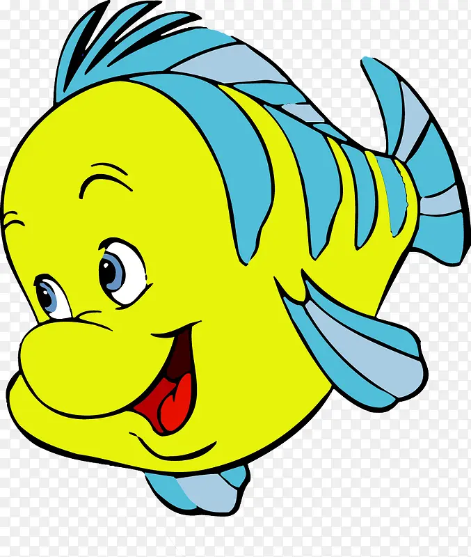 一只开心的卡通贴画鱼