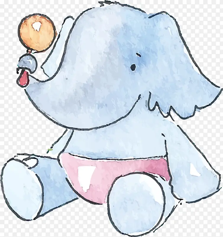 蓝色婴儿卡通大象