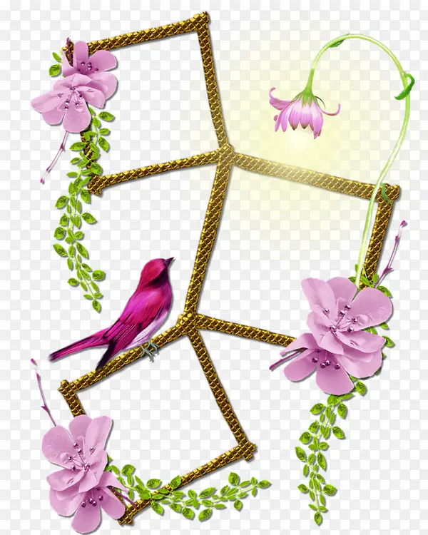 紫色鲜花边框素材