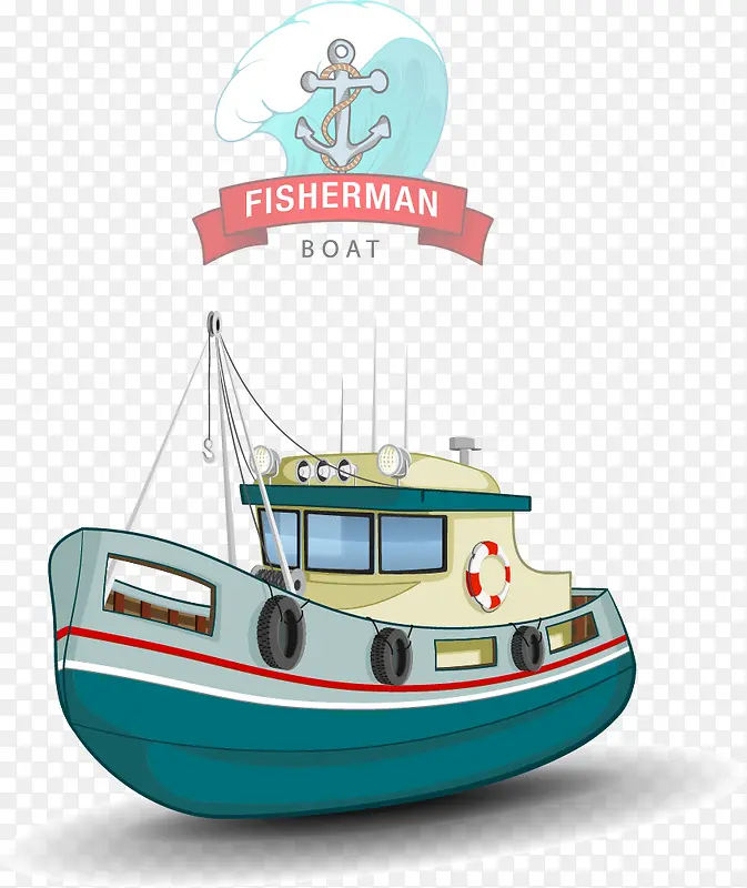 卡通渔船