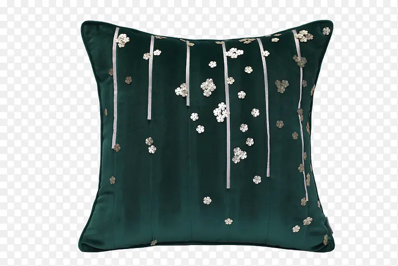 绿色白花装饰抱枕
