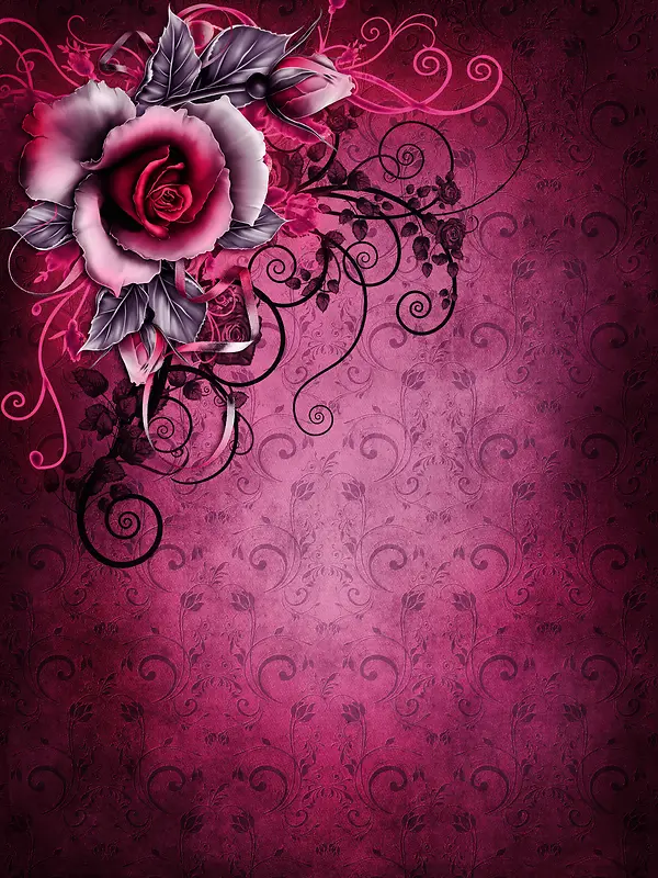 复古玫瑰花背景底纹