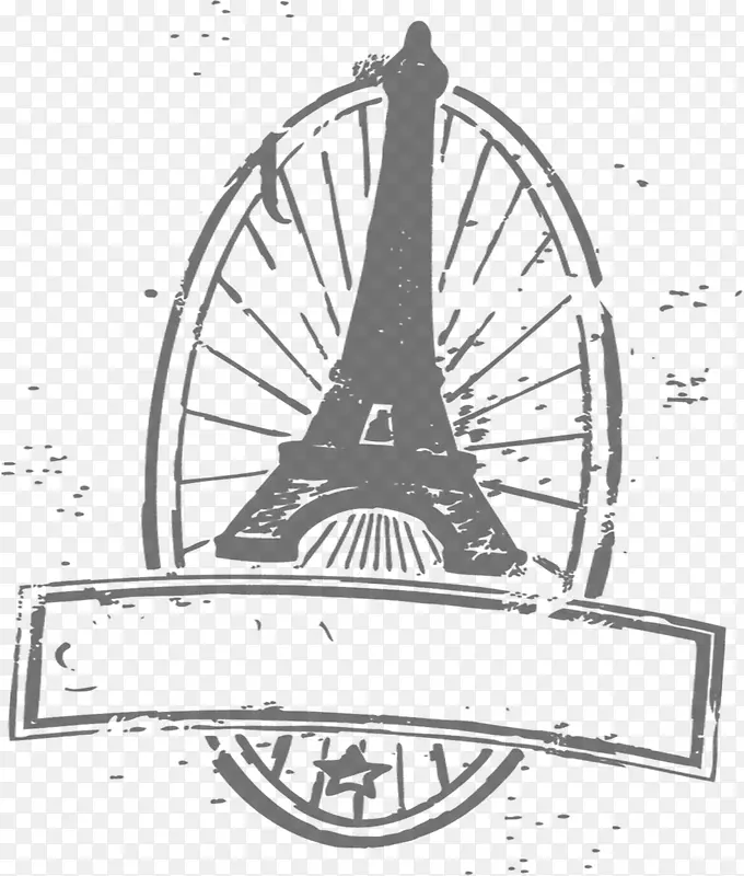 灰色手绘埃菲尔铁塔图标