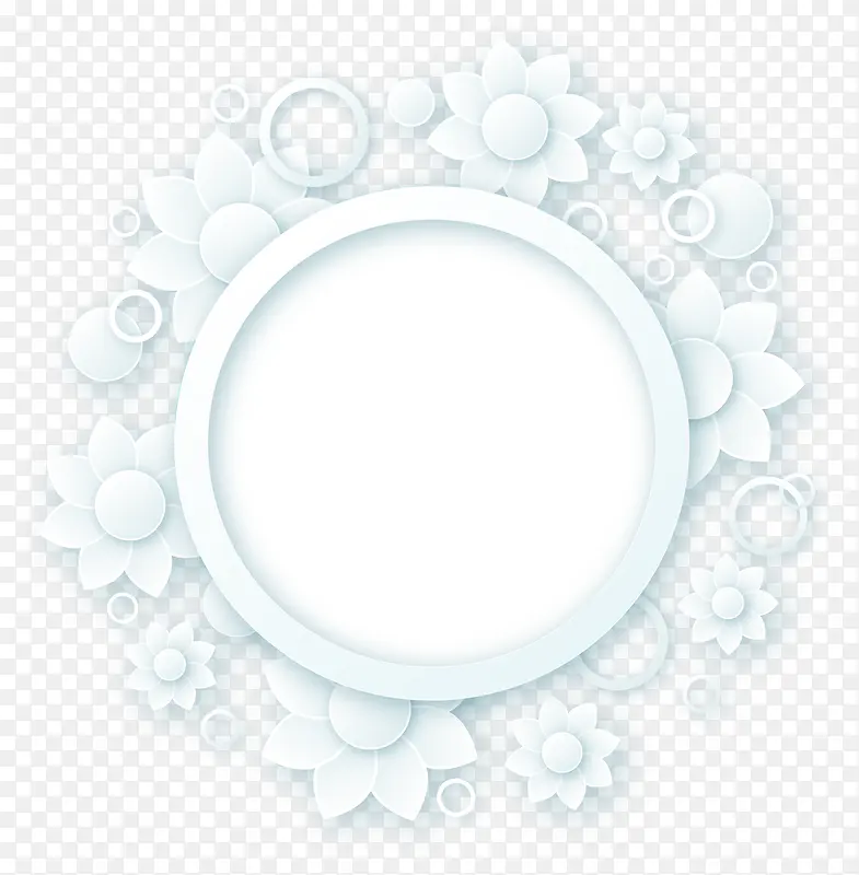 白色纸质花卉圆形边框矢量图