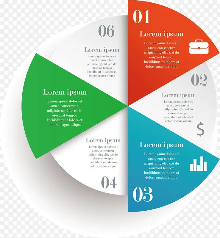 彩色饼状图图表矢量素材
