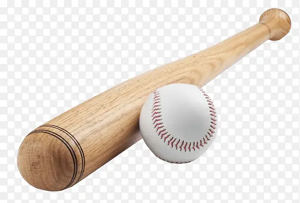 木质亮漆棒球棍和白色棒球