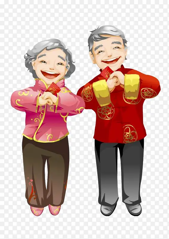 老爷爷老奶奶拜年PNG图片素材下载_图片编号9908157-PNG素材网