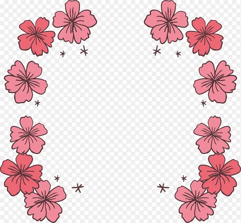 手绘粉红樱花边框