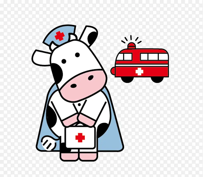 卡通奶牛护士