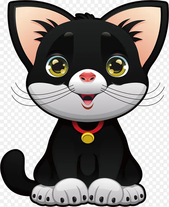 矢量黑色猫咪动物素材