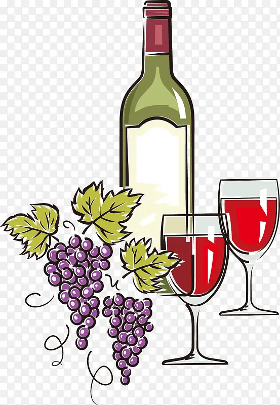 卡通手绘葡萄酒酒杯