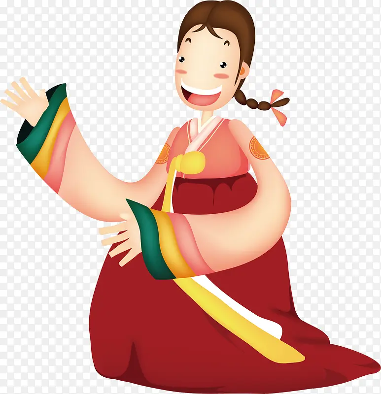 朝鲜服女孩矢量图