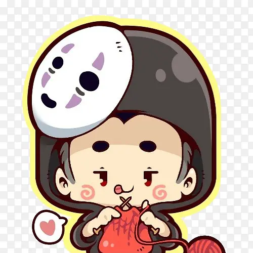 织毛衣的小男孩