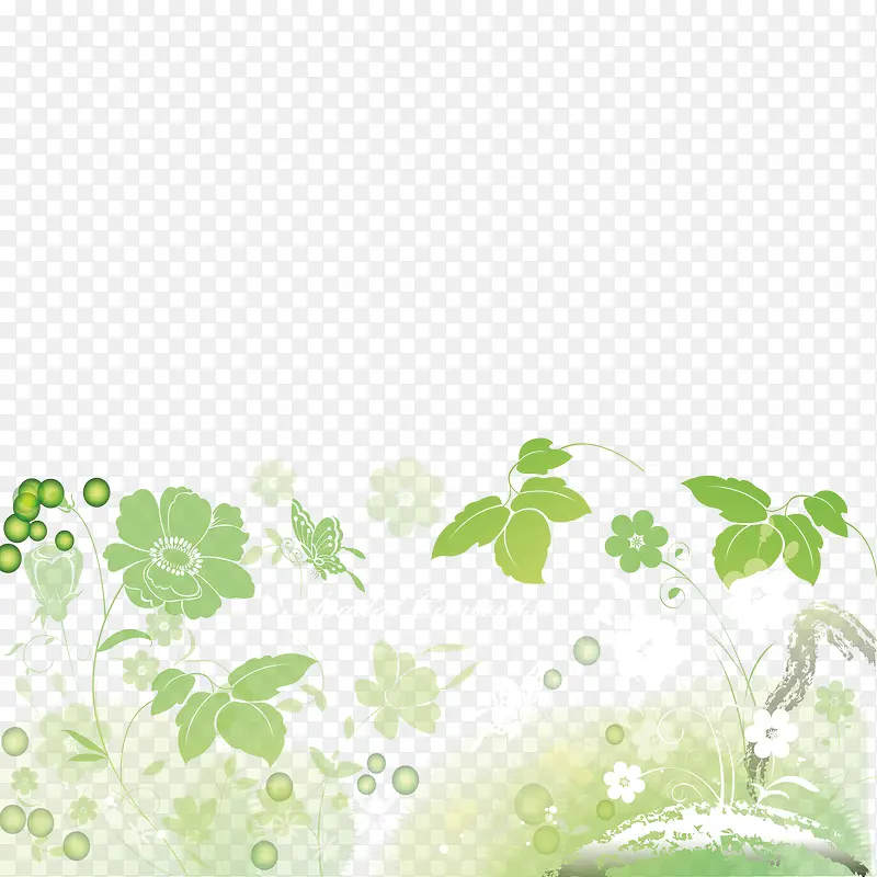 春季绿色清新花纹背景矢量素材