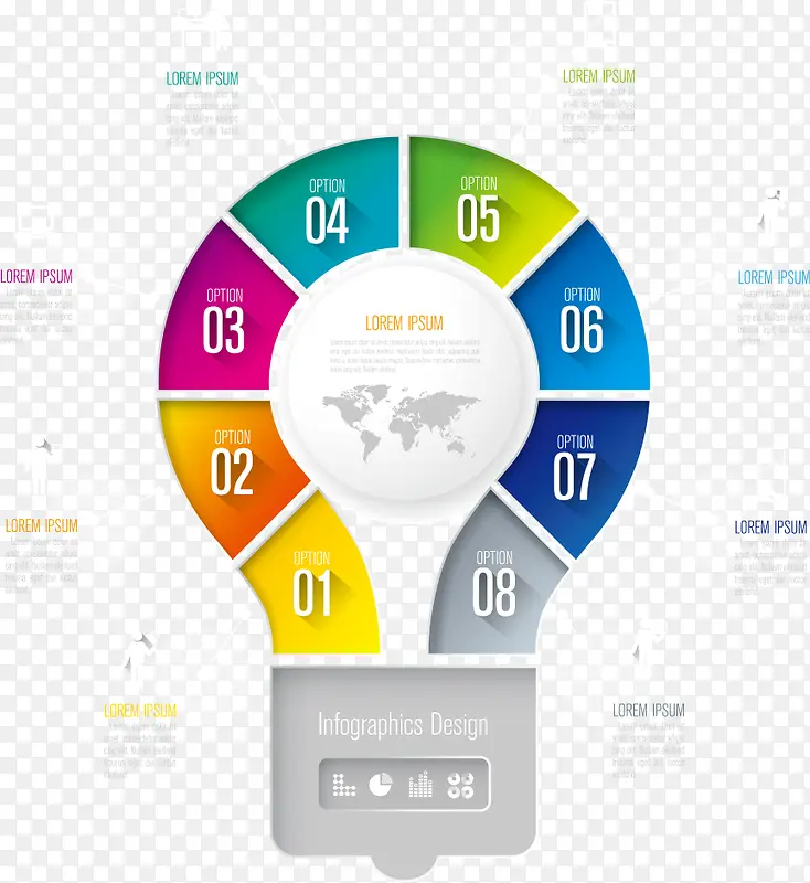 矢量灯泡数字图表
