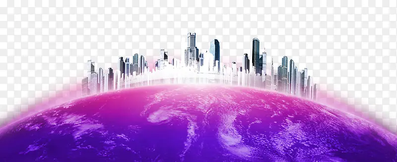 紫色地球上的建筑物