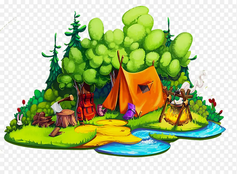 绿树和帐篷