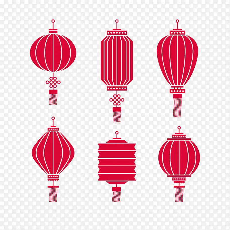6个红色的红色灯笼下载