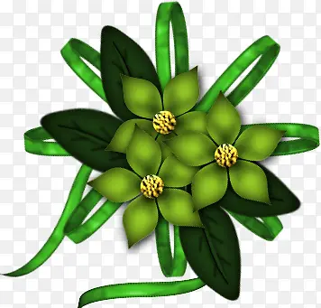 绿色丝带花朵装饰