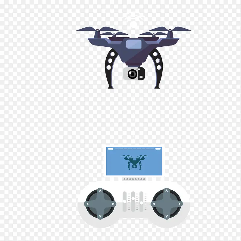 矢量蓝色遥控飞机模型图