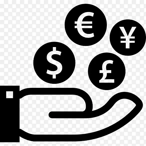 金融的象征四种货币在手图标