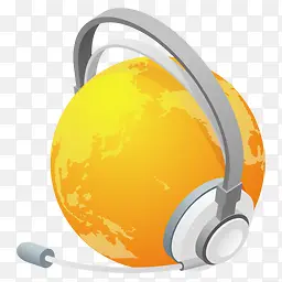带耳机的橙色大地球地球PNG图标