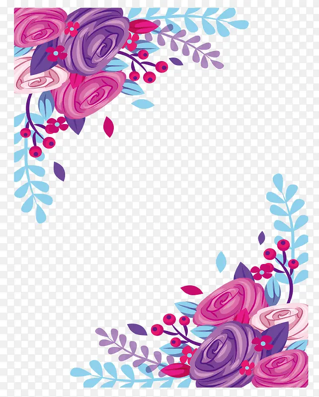 紫色玫瑰边框