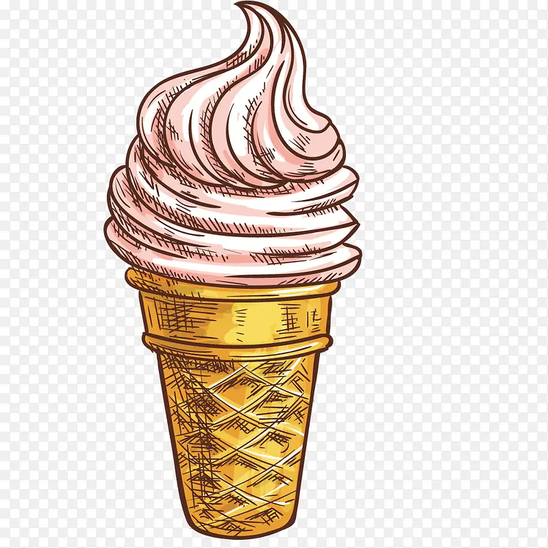 粉红色甜筒冰淇淋