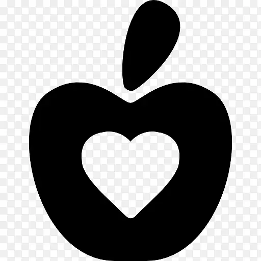 健康食品的象征，一个苹果和心图标