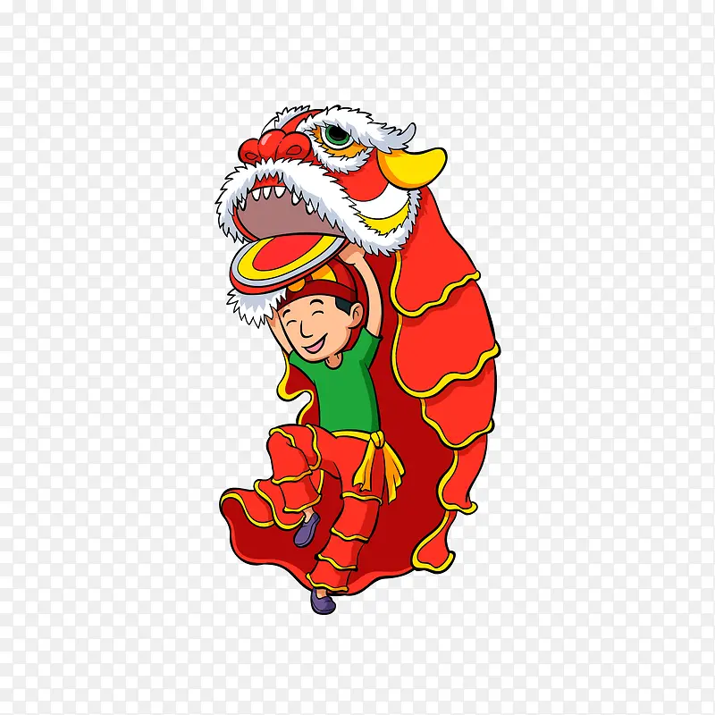 矢量手绘新年舞狮子PNG图片素材下载_图片编号9924109-PNG素材网