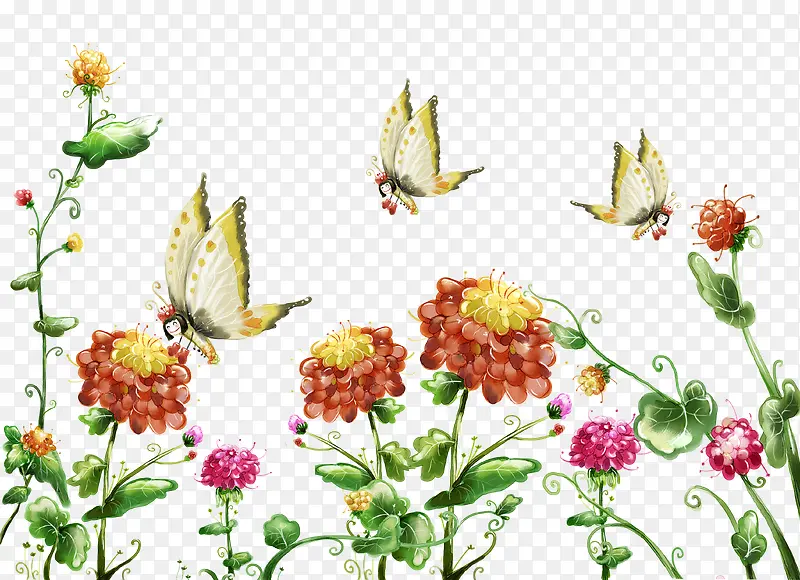 手绘花蝴蝶图案背景