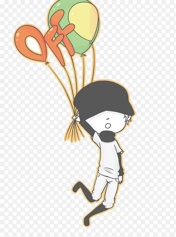 矢量气球和少年