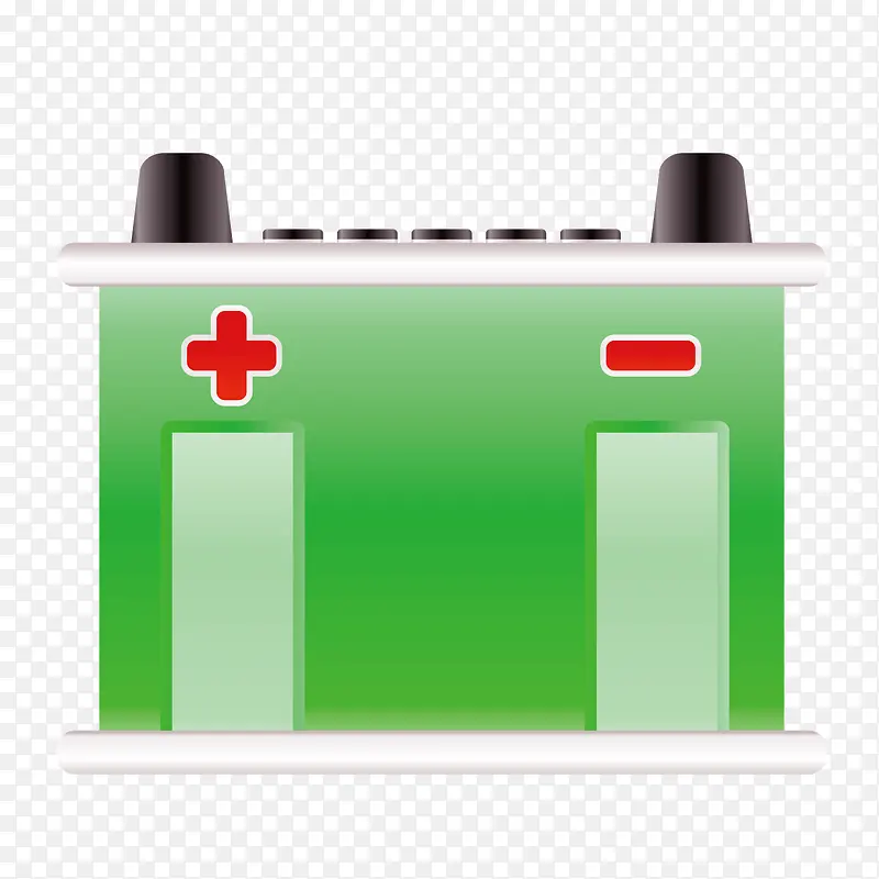 矢量绿色电池箱电瓶