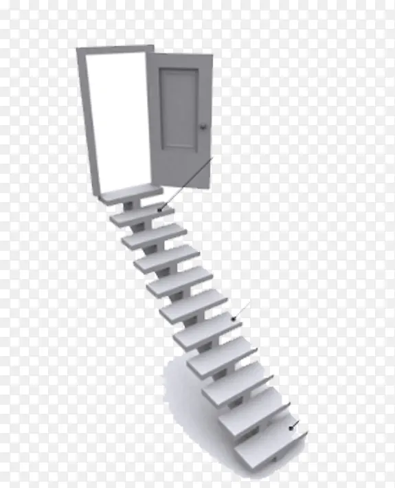 灰色阶梯与门