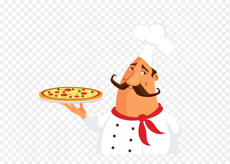 矢量彩色烹饪大厨师披萨