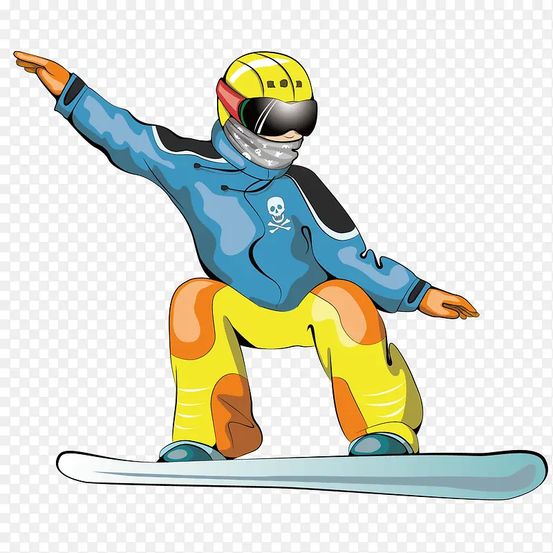 卡通滑雪男子