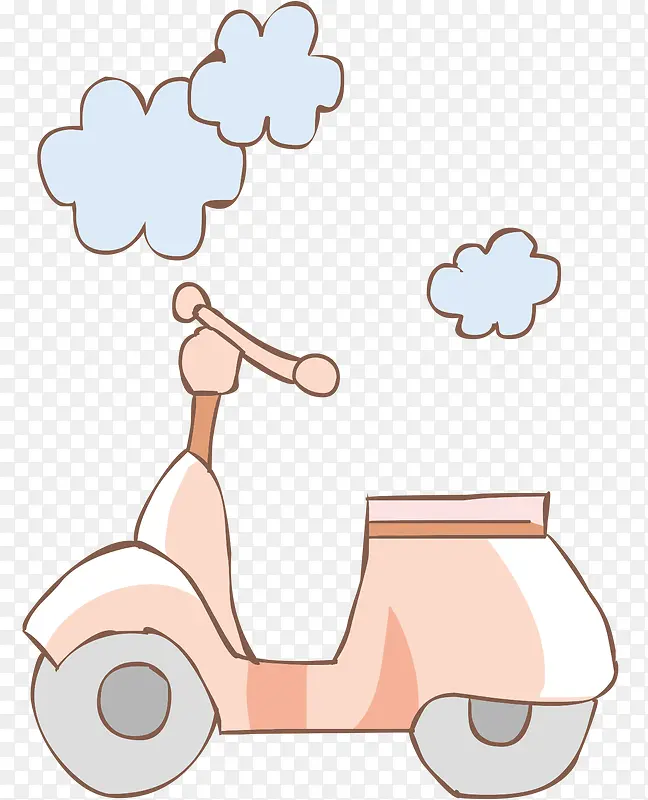 浅色卡通电瓶车云朵装饰图案