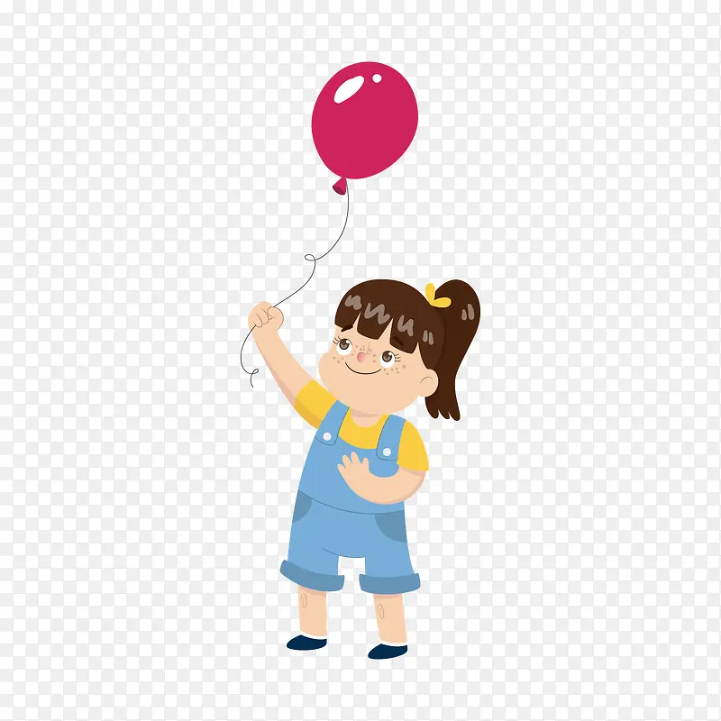 拿着气球的卡通小女孩