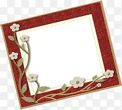 红色中式复古花朵相框