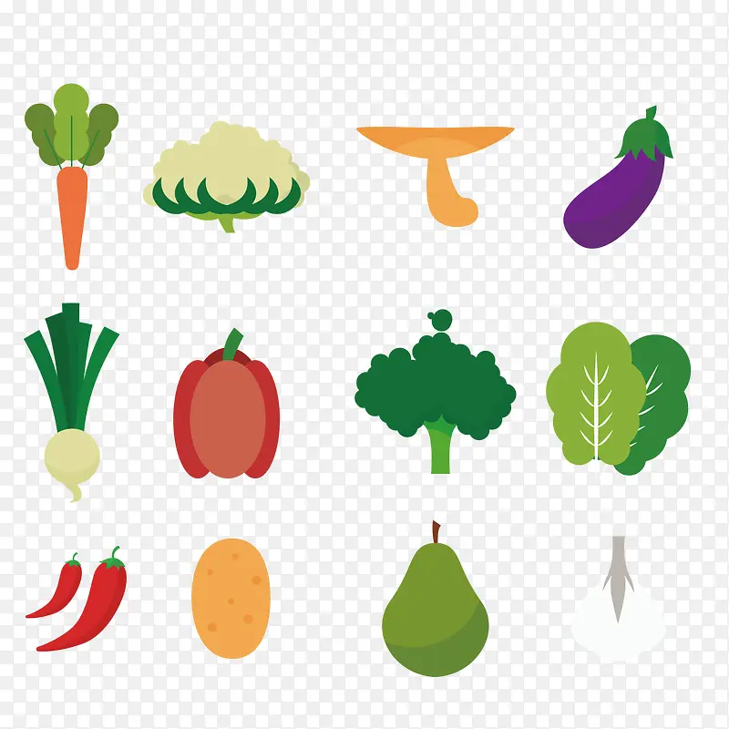 扁平蔬菜元素