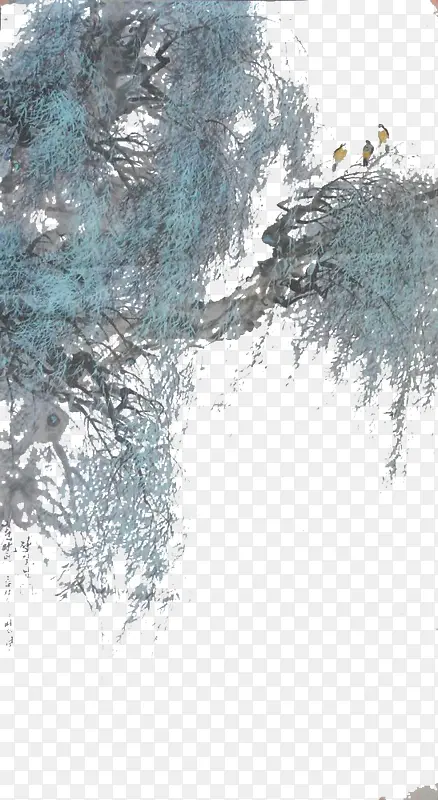 水墨柳树水墨画