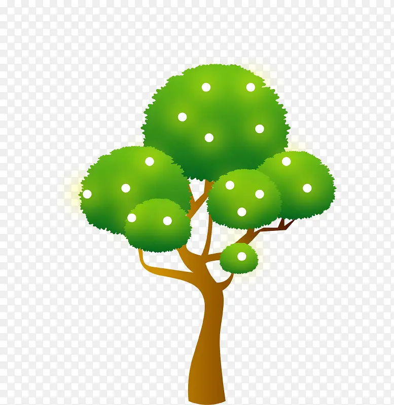 绿色手绘树木