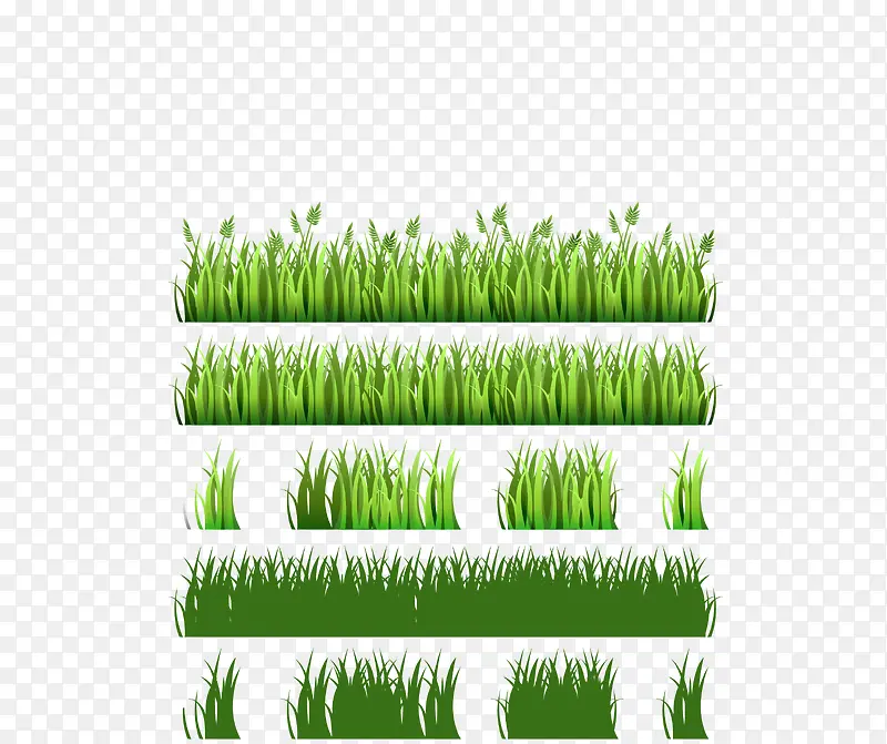 矢量绿色春季草坪五款装饰