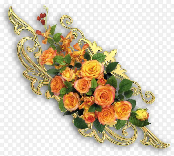 金色玫瑰花框