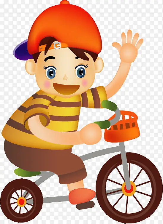 骑单车的小男孩矢量图