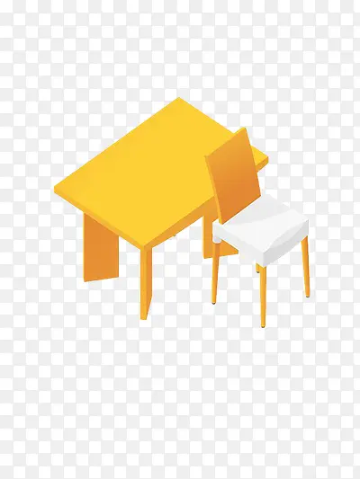黄色桌椅矢量图