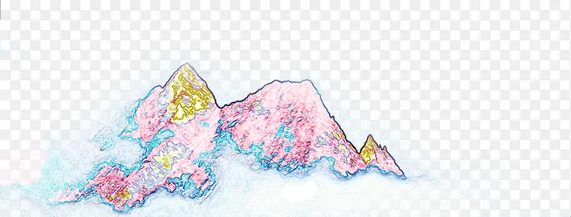 中秋节手绘粉黄色山峰
