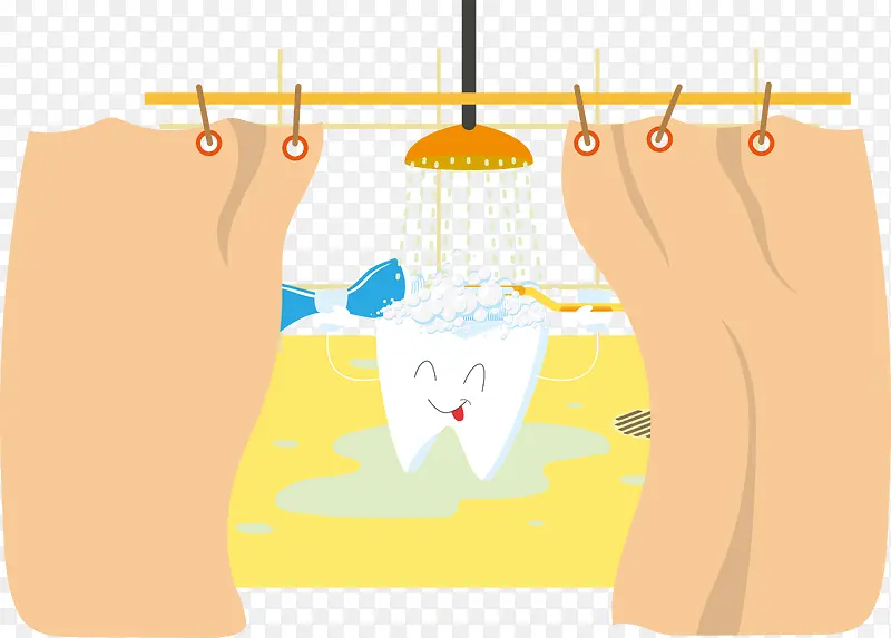 卡通牙齿洗澡插图矢量图