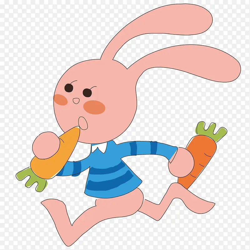 拿着萝卜奔跑的兔子