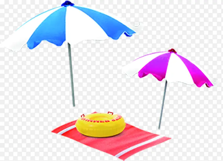 摄影手绘夏日沙滩遮阳伞